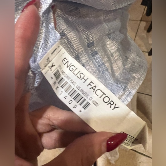 ENGLISH FACTORY Gridded baby blue dress size Small NWT with white slip dress - Picture 12 of 17